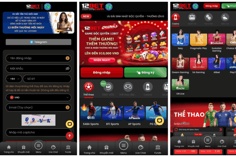 tham gia trên app 12BET