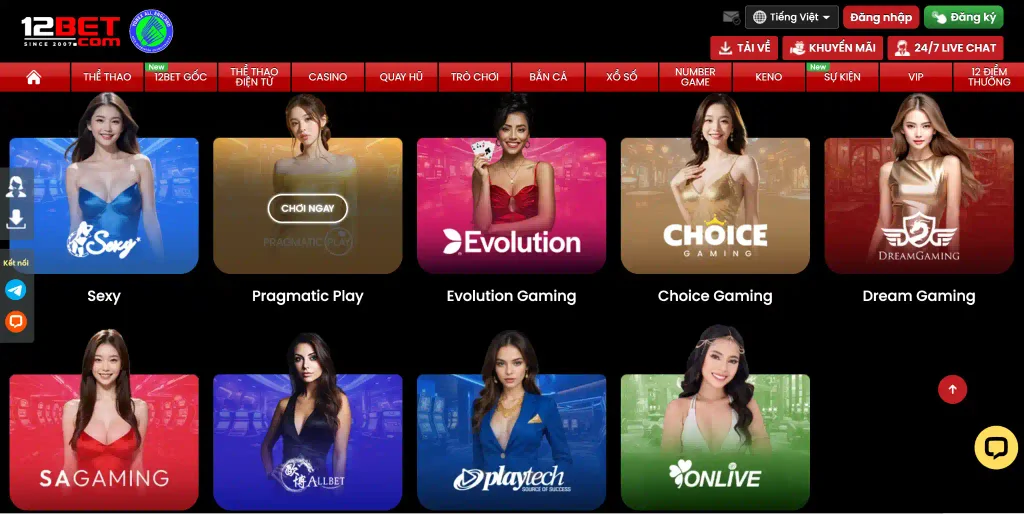 sảnh casino 12BET