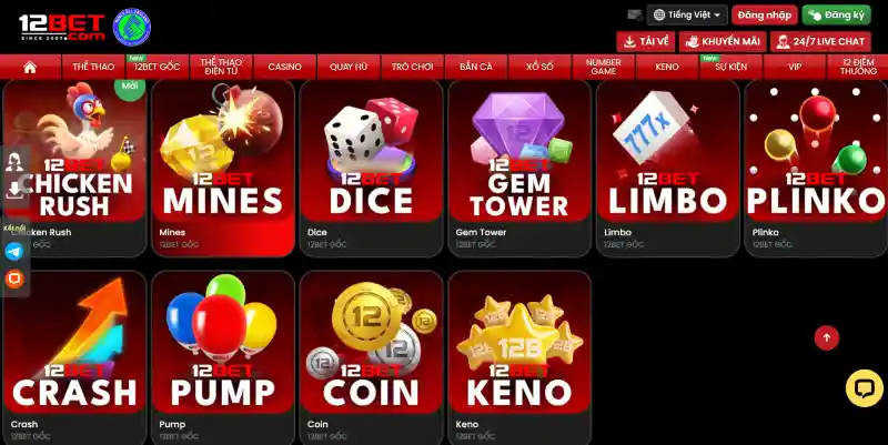sảnh độc quyền 12BET